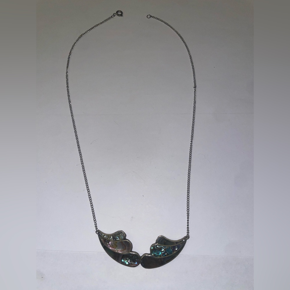 925 sterling silver vintage angel wings necklace with seashell